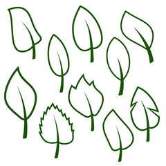 Set of abstract leaf tree silhouette icon