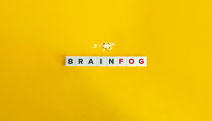 Brain Fog Term and Banner. Text on Letter Tiles on Yellow Background. Minimal Aesthetics.
