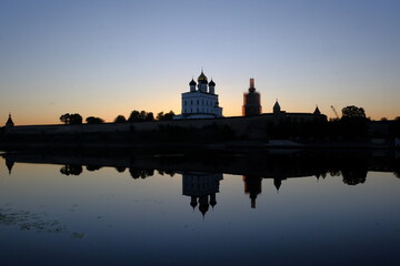 Fototapeta na wymiar Sunrise in June, Pskov, Russia