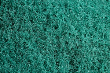 hard green sponge for washing dishes close-up