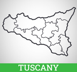 Simple outline map of Tuscany Region of Italy. Vector graphic illustration.