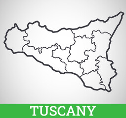 Obraz premium Simple outline map of Tuscany Region of Italy. Vector graphic illustration.