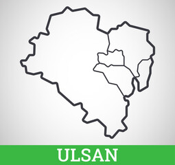 Simple outline map of Ulsan. South Korea. Vector graphic illustration.