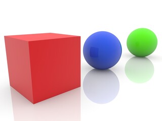 Red toy block in a row with balls