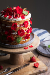 beautiful biscuit cake with strawberries