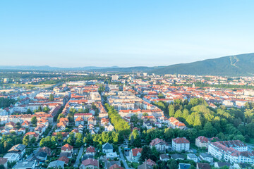 Fototapeta premium Early morning view on Maribor city center in Slovenia. Maribor is second-largest city in Slovenia.
