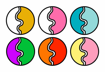 Set of logotypes icon in cartoon doodle style lines