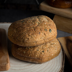 Three cake shop pipes burger buns