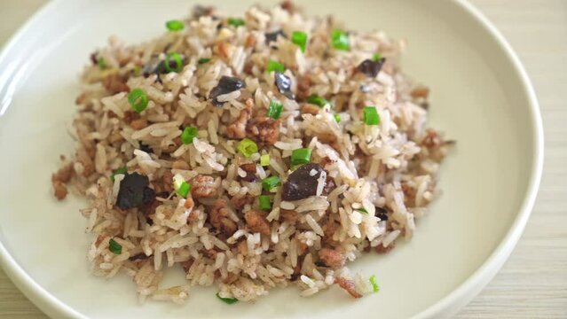 Fried Rice with Chinese Olives and Minced Pork - Asian food style
