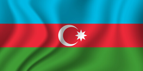 Obraz premium Flag of Azerbaijan. Azerbaijani national symbol in official colors. Template icon. Abstract vector background