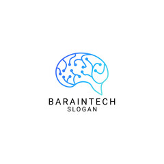 Brain tech logo design vector