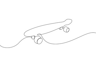 Obraz premium Skate one line art. Continuous line drawing of sport, skateboarding, speed, street, park, hobby, training, teenager, hipster skater, activity, equipment, training.