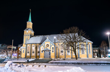 Tromso Cathedral in Polar Norway in winter