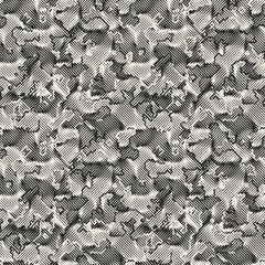 Monochrome Moiré Effect Textured Camouflage Pattern - obrazy, fototapety, plakaty