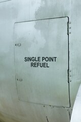 Single point refuel decal on an old aircraft.