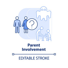 Parent involvement light blue concept icon. Process interference. Problem in schools abstract idea thin line illustration. Isolated outline drawing. Editable stroke. Arial, Myriad Pro-Bold fonts used