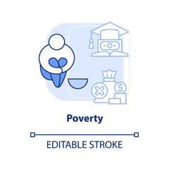 Obraz na płótnie Canvas Poverty light blue concept icon. Bad learning performance. Problem in public schools abstract idea thin line illustration. Isolated outline drawing. Editable stroke. Arial, Myriad Pro-Bold fonts used