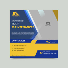 Roof maintenance service social media banner template 