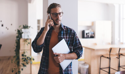 Millennial caucasian business man work in office