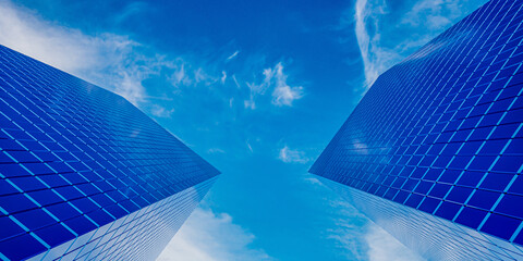Obraz na płótnie Canvas Panorama of modern financial real estate building for business corporation