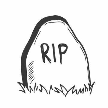 Halloween doodle tombstone. Spooky and fun hand drawn icon tomb for halloween decorations and sticker. EPS 8