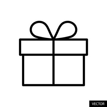 Gift Box vector icon in line style design for website, app, UI, isolated on white background. Editable stroke. EPS Vector illustration.