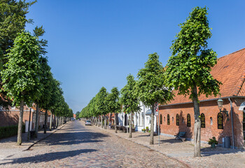 Main street Slotsgaden in historic town Mogeltonder, Denmark