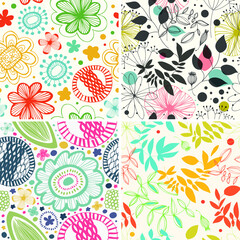 Unusual patterns collection. Vector decotative background. Set of abstract textures. Cute natural prints