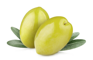 Delicious olives close-up, isolated on white background