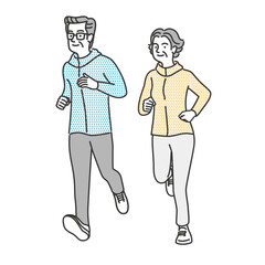 ジョギング、ランニングをする老夫婦