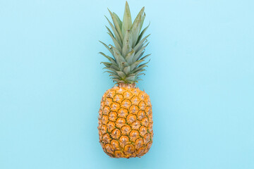 Ripe pineapple on a blue background