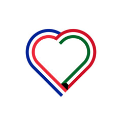 unity concept. heart ribbon icon of france and kuwait flags. vector illustration isolated on white background