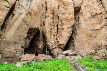 Areni, Vayots Dzor Province of Armenia - April 2022: Entrance to the Areni-1 Cave, a 6100-year-old...
