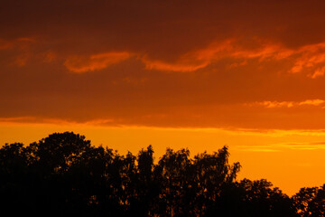 Fototapeta premium Colorful clouds of various shades on sunrise sky. Abstract and dramatic clouds background.