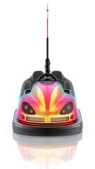 Front view of electric bumper car over white reflective background - 3d illustration