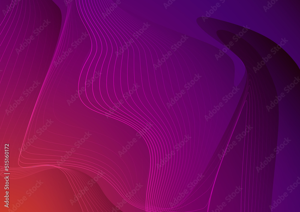 Wall mural vector abstract element of geometric shape, wave line pattern, dynamic fluid or liquid shape on grad