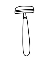 Doodle barber razor vector illustration. Hand drawn blade for shaving.