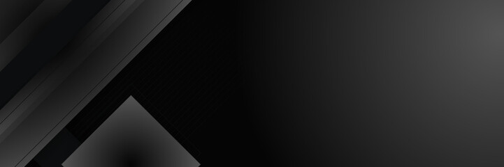 Fototapeta premium Abstract black banner. Designed for background, wallpaper, poster, brochure, card, web, presentation, social media, ads. Vector illustration design template.