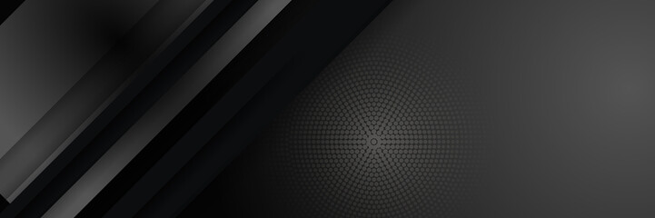 Obraz premium Abstract black banner. Designed for background, wallpaper, poster, brochure, card, web, presentation, social media, ads. Vector illustration design template.