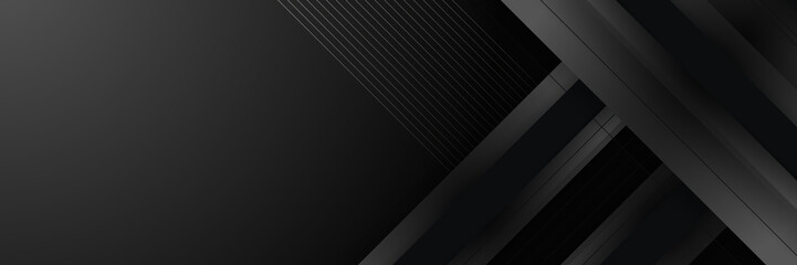 Obraz premium Abstract black banner. Designed for background, wallpaper, poster, brochure, card, web, presentation, social media, ads. Vector illustration design template.