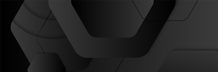 Abstract black banner. Designed for background, wallpaper, poster, brochure, card, web, presentation, social media, ads. Vector illustration design template.