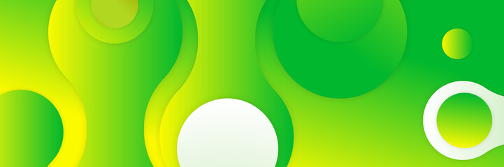 Abstract green and yellow banner. Designed for background, wallpaper, poster, brochure, card, web, presentation, social media, ads. Vector illustration design template.