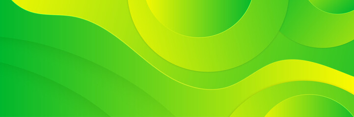 Abstract green and yellow banner. Designed for background, wallpaper, poster, brochure, card, web, presentation, social media, ads. Vector illustration design template.