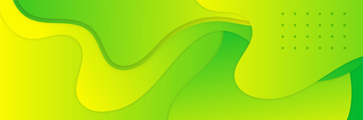 Abstract green and yellow banner. Designed for background, wallpaper, poster, brochure, card, web, presentation, social media, ads. Vector illustration design template.