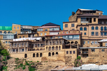 Fototapeta na wymiar houses on a rocky slope in the mountain village of Chokh in Dagestan