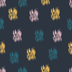 Fototapeta na wymiar Seamless pattern with abstract colored spots, dots, lines. Vector illustration. Children's textiles