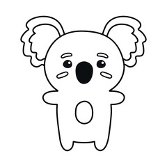 Vector flat hand drawn koala isolated on white background
