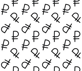 Vector seamless pattern of hand drawn doodle sketch rouble sign isolated on white background