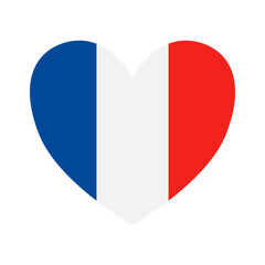 Vector flat France flag heart isolated on white background
