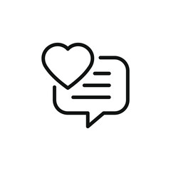 Heart and speech bubble. Love comment icon line style isolated on white background. Vector illustration